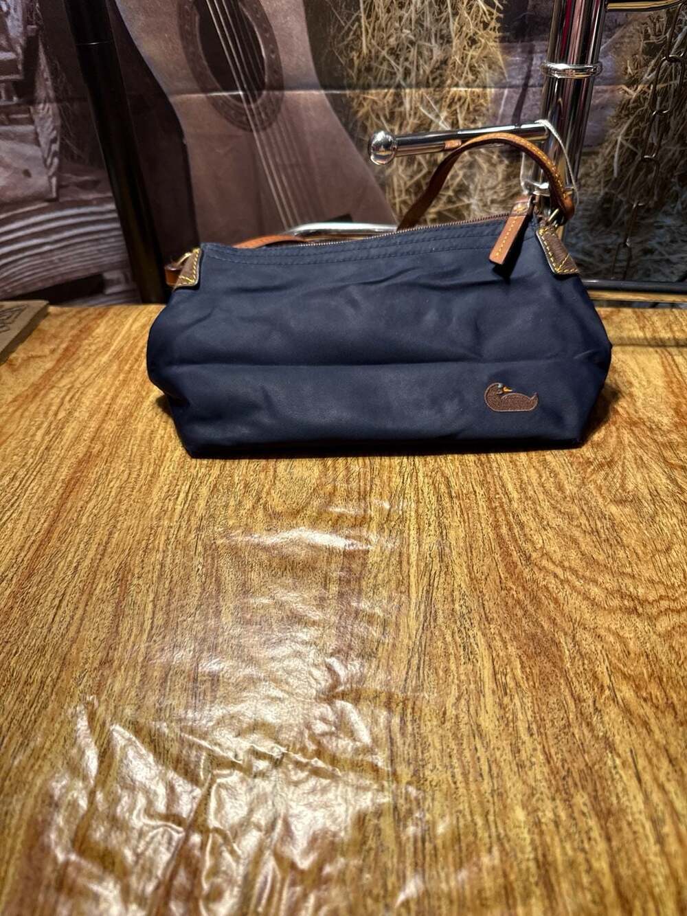 Dooney & Bourke Navy Nylon Duck Logo Small Shoulder Bag